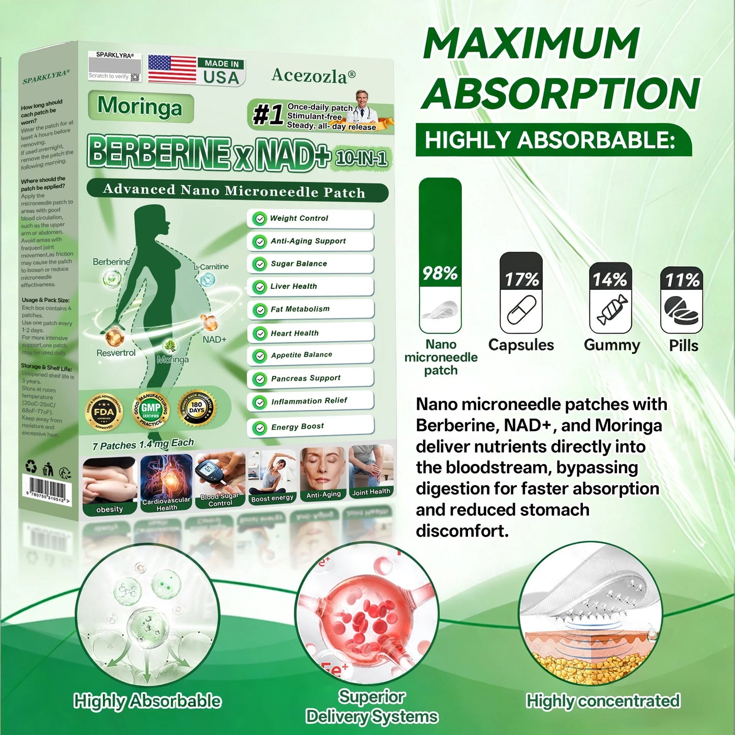 🇺🇸 𝐎𝐟𝐟𝐢𝐜𝐢𝐚𝐥 𝐔𝐒 𝐒𝐭𝐨𝐫𝐞 | 🧑‍⚕️🩺 Acezozla® Moringa · Berberine × NAD+ 𝟏𝟎-𝐢𝐧-𝟏 𝐀𝐝𝐯𝐚𝐧𝐜𝐞𝐝 𝐍𝐚𝐧𝐨 𝐌𝐢𝐜𝐫𝐨𝐧𝐞𝐞𝐝𝐥𝐞 𝐏𝐚𝐭𝐜𝐡 — 𝐎𝐧𝐜𝐞 𝐃𝐚𝐢𝐥𝐲, 𝐕𝐢𝐬𝐢𝐛𝐥𝐞 𝐑𝐞𝐬𝐮𝐥𝐭𝐬 𝐢𝐧 𝟕 𝐃𝐚𝐲𝐬🔥