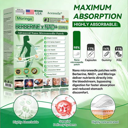 🇺🇸 𝐎𝐟𝐟𝐢𝐜𝐢𝐚𝐥 𝐔𝐒 𝐒𝐭𝐨𝐫𝐞 | 🧑‍⚕️🩺 Acezozla® Moringa · Berberine × NAD+ 𝟏𝟎-𝐢𝐧-𝟏 𝐀𝐝𝐯𝐚𝐧𝐜𝐞𝐝 𝐍𝐚𝐧𝐨 𝐌𝐢𝐜𝐫𝐨𝐧𝐞𝐞𝐝𝐥𝐞 𝐏𝐚𝐭𝐜𝐡 — 𝐎𝐧𝐜𝐞 𝐃𝐚𝐢𝐥𝐲, 𝐕𝐢𝐬𝐢𝐛𝐥𝐞 𝐑𝐞𝐬𝐮𝐥𝐭𝐬 𝐢𝐧 𝟕 𝐃𝐚𝐲𝐬🔥
