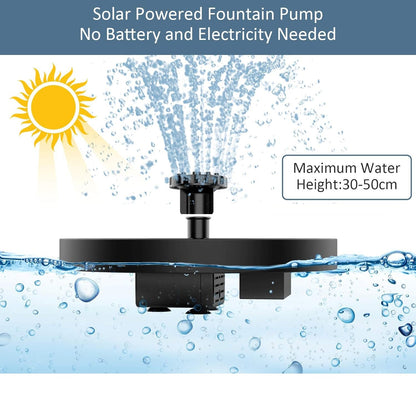 Peachlife™ Solar Fountain with 6 Nozzles – Solar Powered, Rechargeable Battery, LED Option