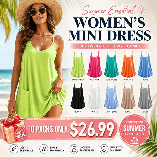 ☀️ Women’s Summer Mini Dress 👗 Lightweight, Flowy & Perfect for Everyday Style ✨